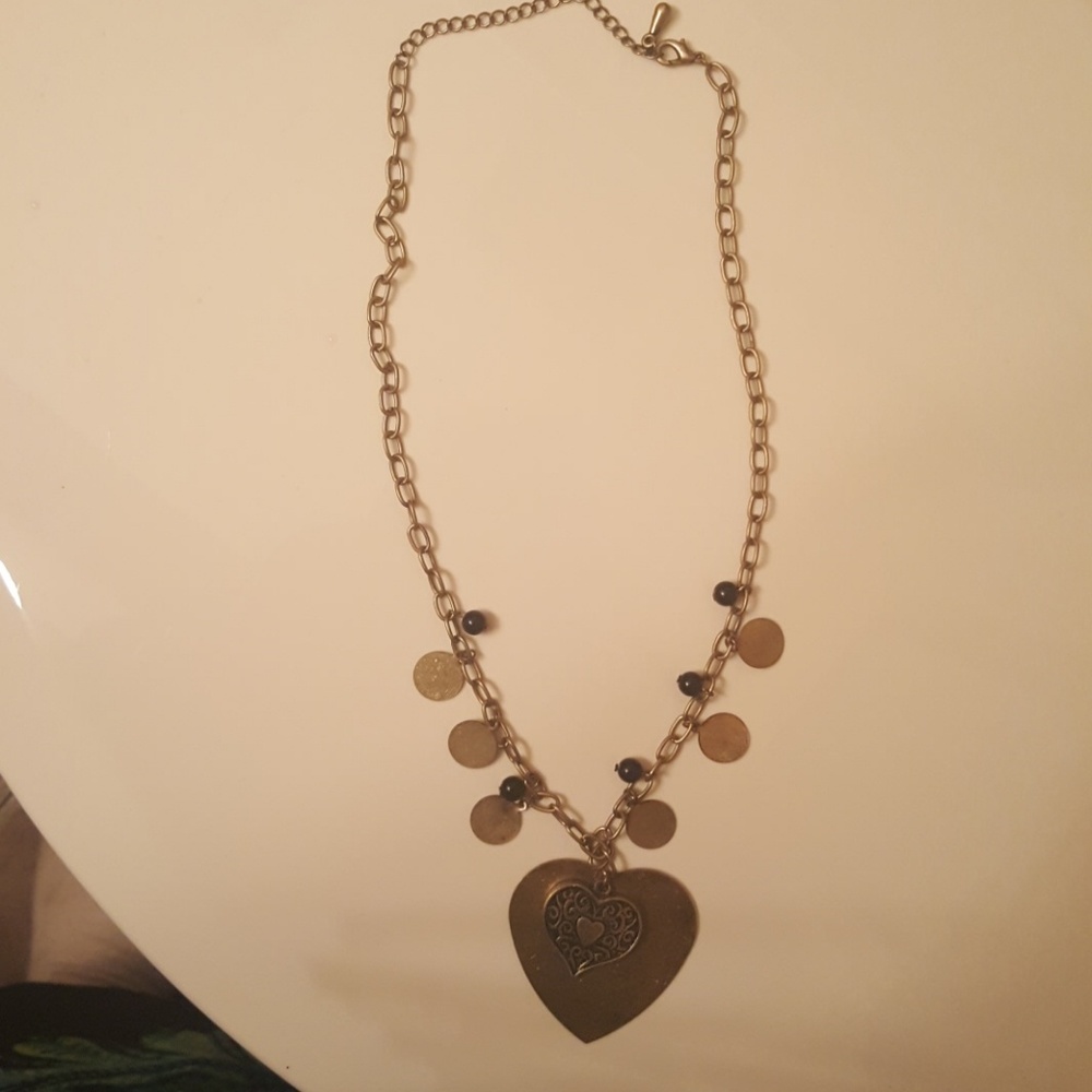 Bronze colored double heart necklace